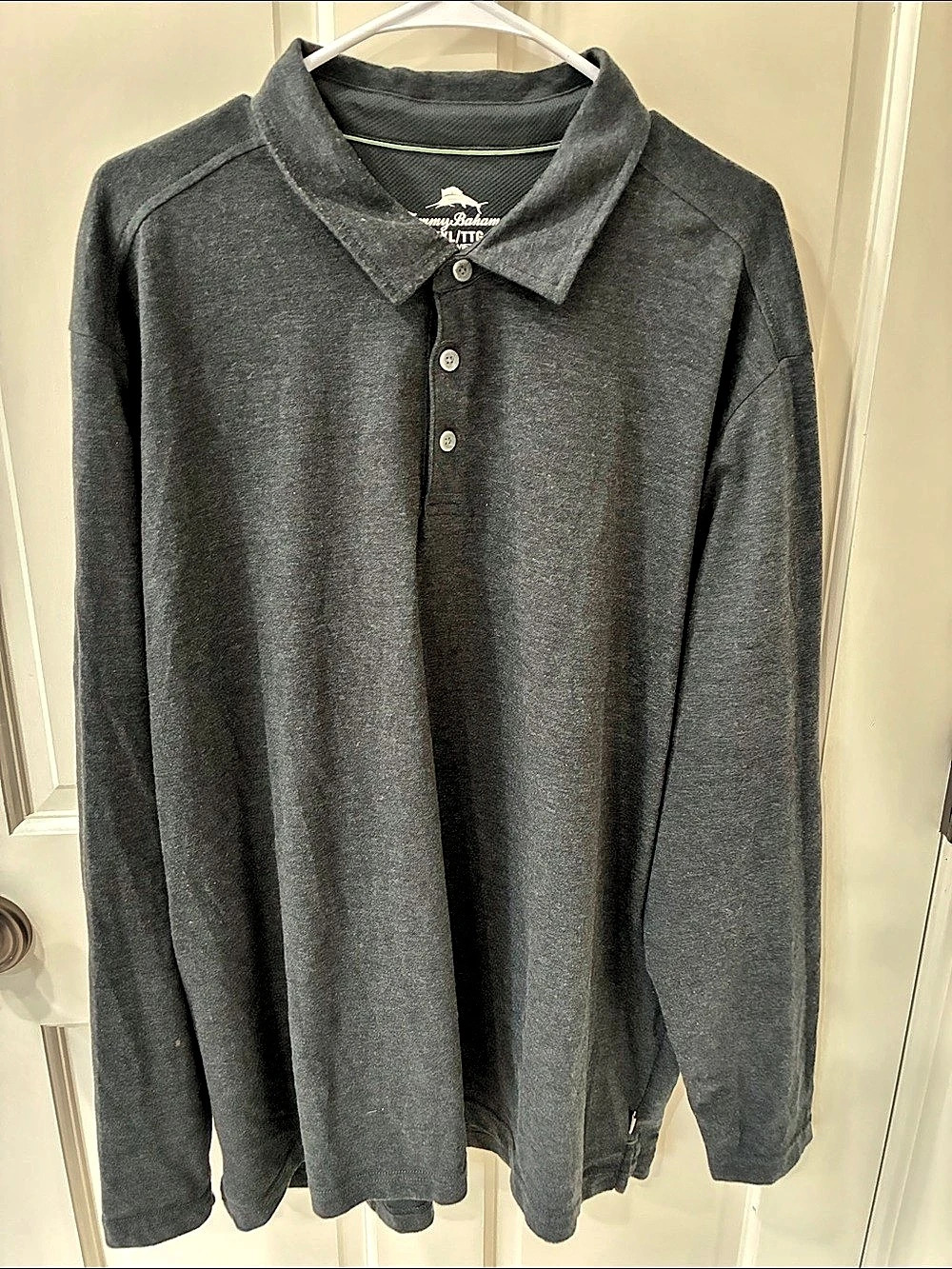 Tommy Bahama Men's Long Sleeve Polo Gray XXL